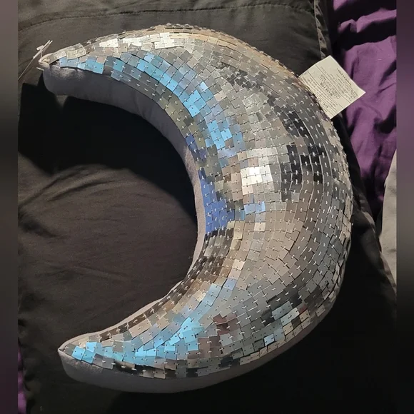 Silver Crescent Moon Disco Pillow - Picture 4 of 7